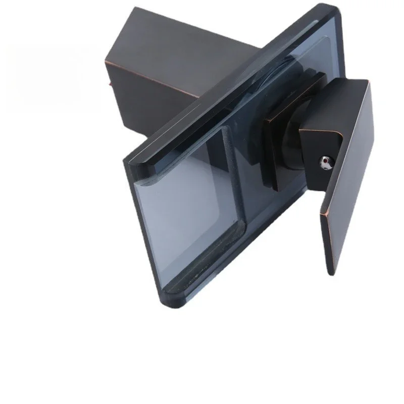 

Black bronze color ribbon light three-color basin hot and cold faucet temperature control color change single hole under the