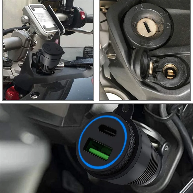 

Motorcycle DIN Plug Waterproof Charger To QC3.0 USB Charger & Type C 30W Power Delivery Adapter Socket-X67A