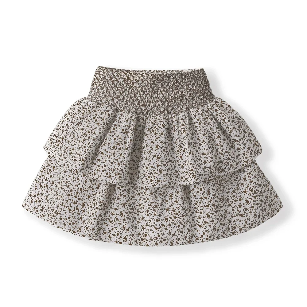 Vintage Boutique Children Girl Sister Holiday Double-Layer Skirt Girls Smocking Kids Girls Skirts Printing Clothing