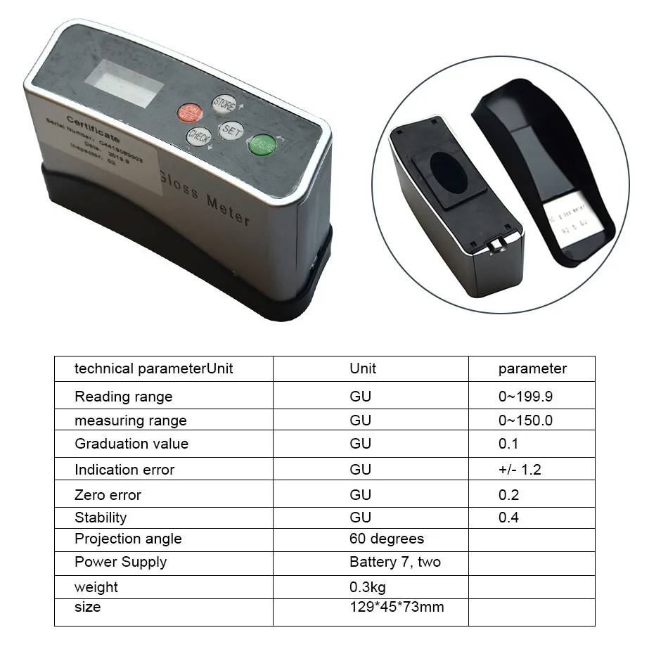 Imagem -02 - Precisão 150.0 gu Glossmeter Digital Medidor de Brilho Tinta Metal Fotômetro Telha Pedra de Bambu Papel Plástico Glossmeter Alta