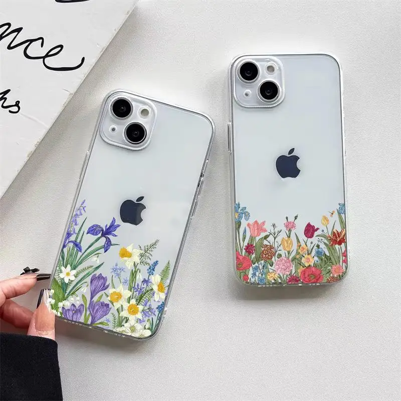 

Plain Daisies Clear Phone Case For iPhone 14 13 12 11 Pro Max Mini X XR XS 14 Plus SE 2020 8 7 Plus Transparent Back Cover Funda