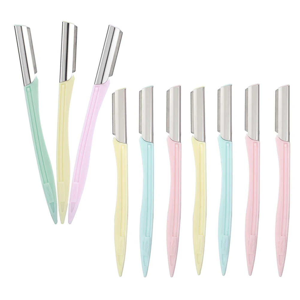 

10Pcs Ergonomic Design Eyebrow Razor Set Portable Trimmer Makeup Tool Kit For Salon Style Results Assorted Color