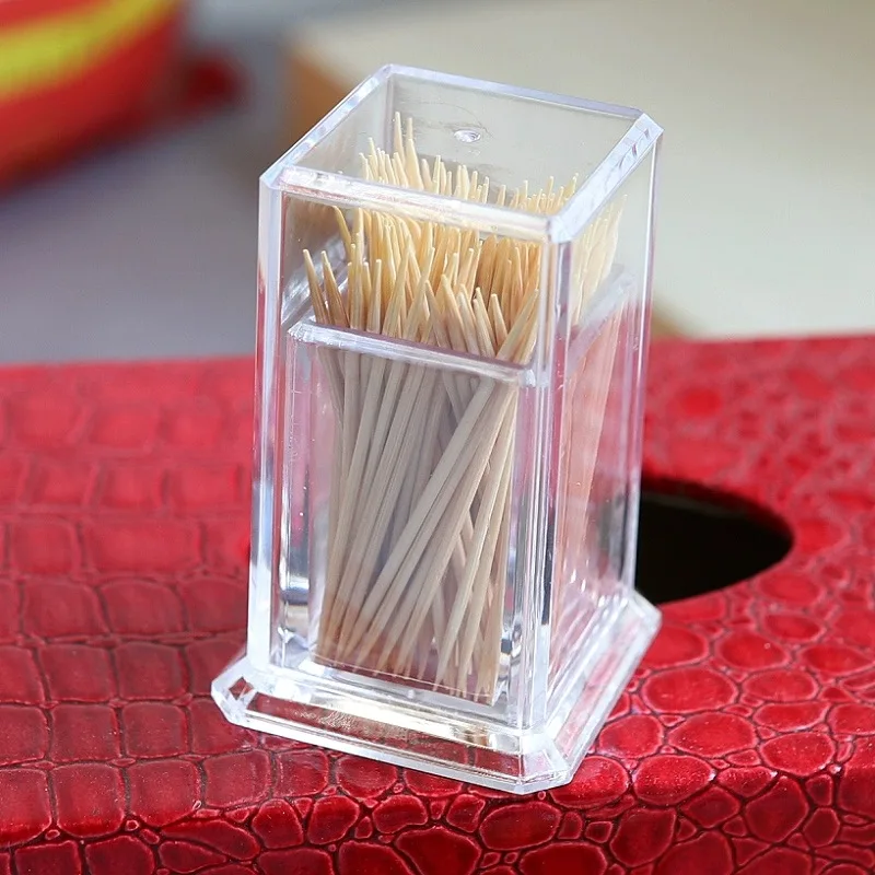 Simple Acrylic Toothpick Box, Creative Toothpick Holder, Transparent Tape Cover, Plastic Cotton Swab Dispenser, Commercial Use