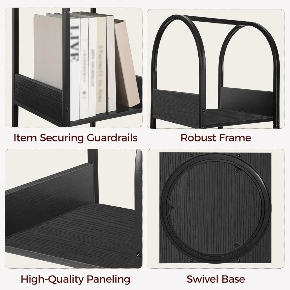 4-Tier Rotating Bookshelf, 360° Spinning Bookcase, Corner Storage Rack for Study Home Office