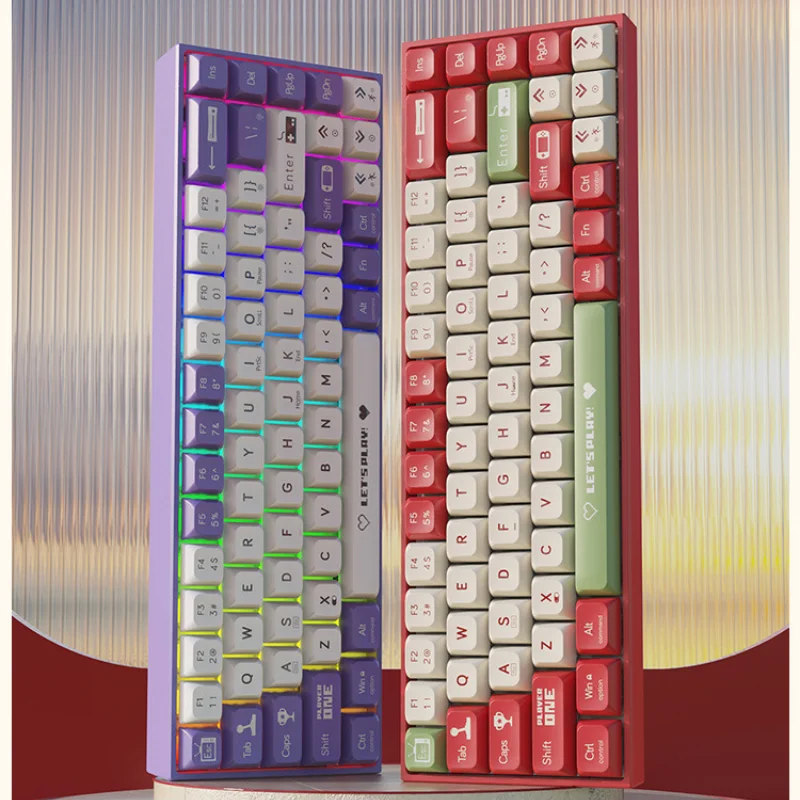 

68 Key Mechanical Keyboard Wired Hot Swap Mini Keyboard Wireless Dual Mode Tea Axis Red Axis 68 Key Single Mode Mixing Light