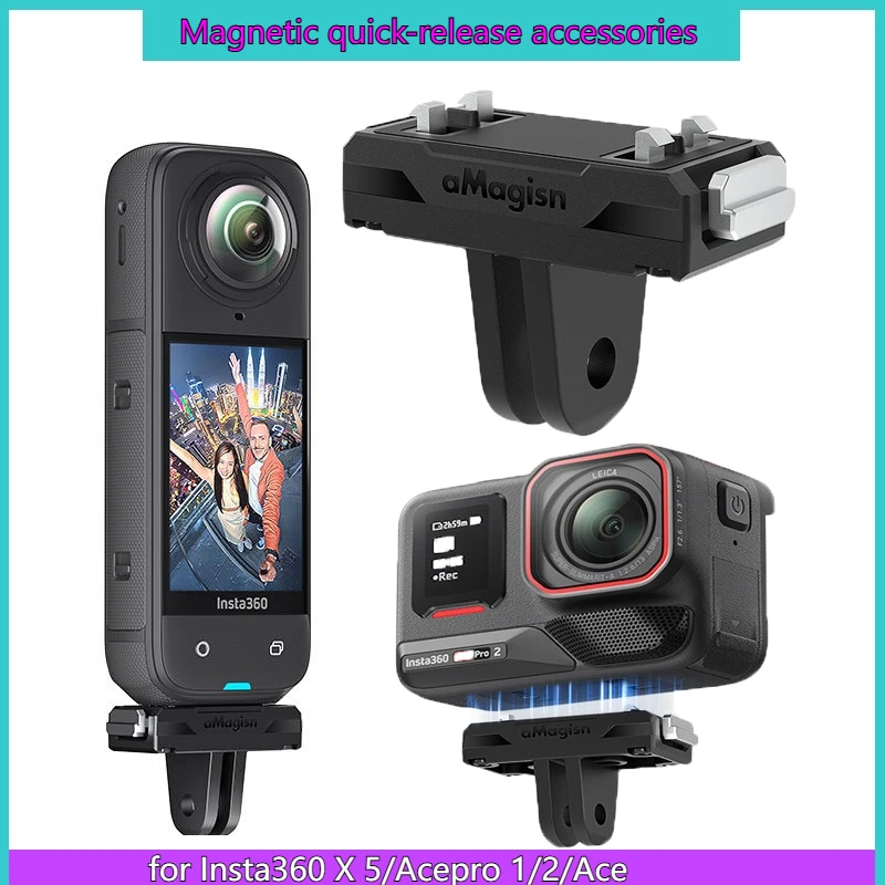 

For Insta360 X5/Ace/Pro 2 Action Camera Quick Release Mount Magnetic Adapter Mount For Insta360 Extension Support Accessories