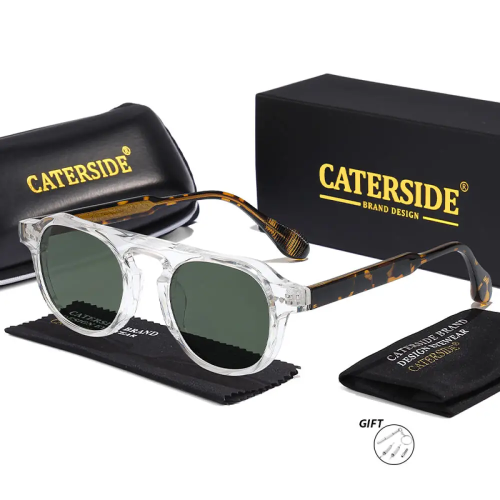 CATERSIDE Retro Round Sunglasses Men Punk Core Insert Temples Sun Glasses for Women Travel Party Shopping Fashion Eyeywear UV400