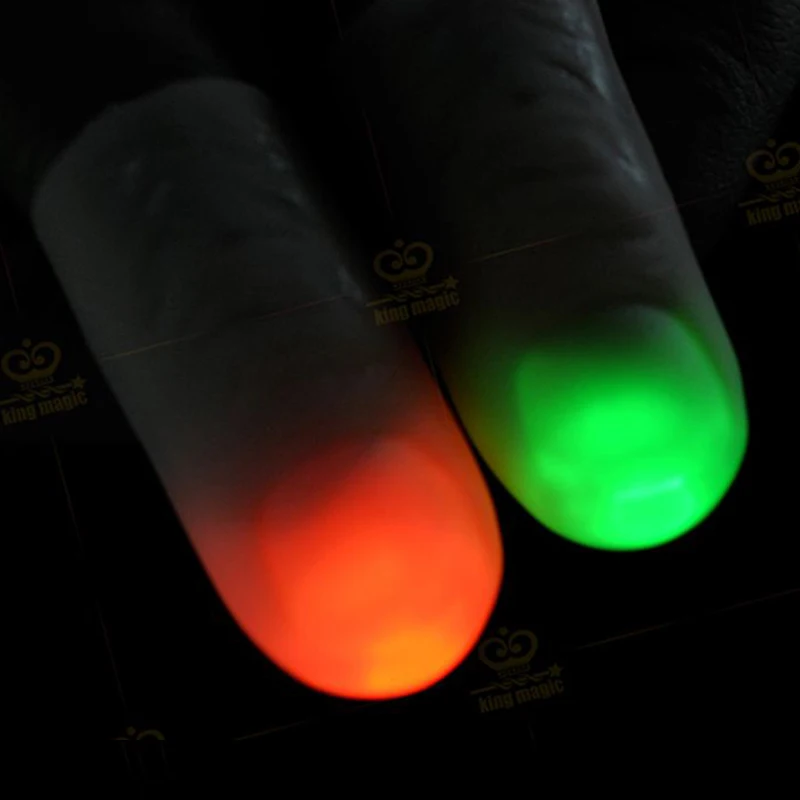 1Pair Led Light Up Fake Thumbs Magic Tricks (Red/Blue/Green) D\'lite Soft Thumb Tips With LED Magic Props Funny Flashing Fingers