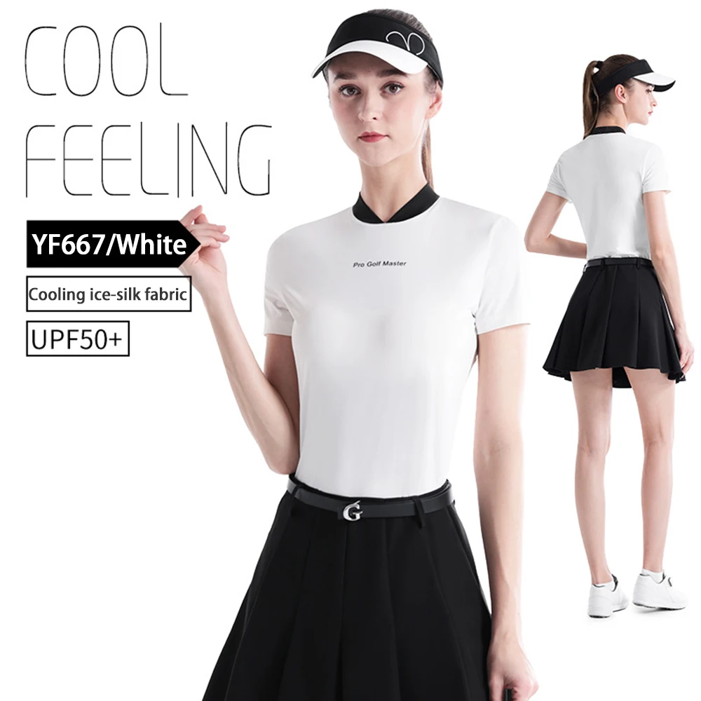 PGM Golf Damen-Kurzarm-T-Shirt UPF50+ Ice Silk Quick-Dry Top Sommer-High-Stretch-atmungsaktive Basisschicht – Detail 1