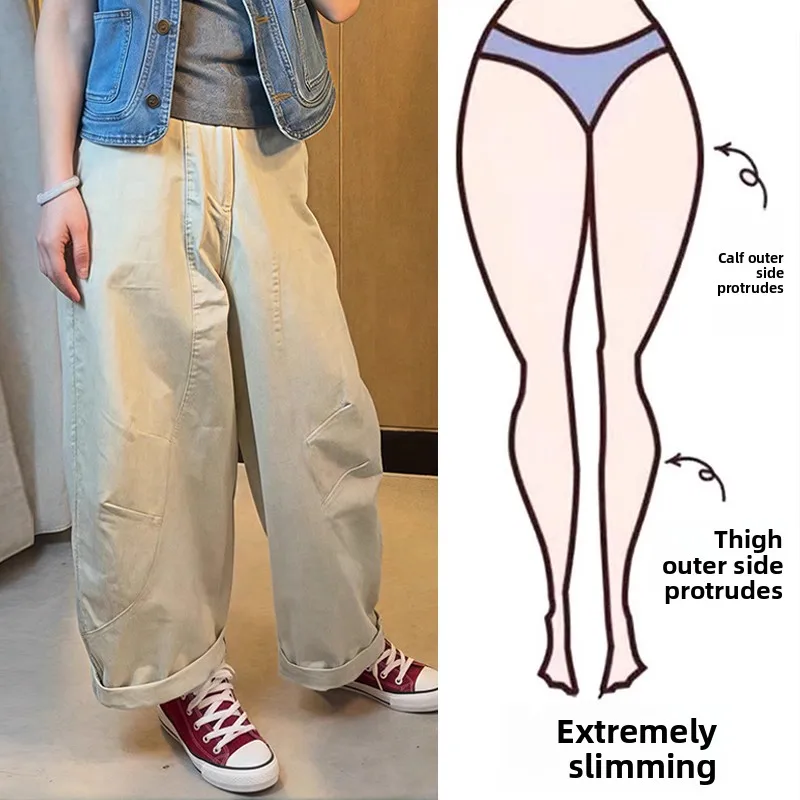

Свободные брюки с высокой талией и широкими штанинами для женщин больших размеров, повседневные прямые брюки для фигуры типа «груша», удобные летние длинные брюки