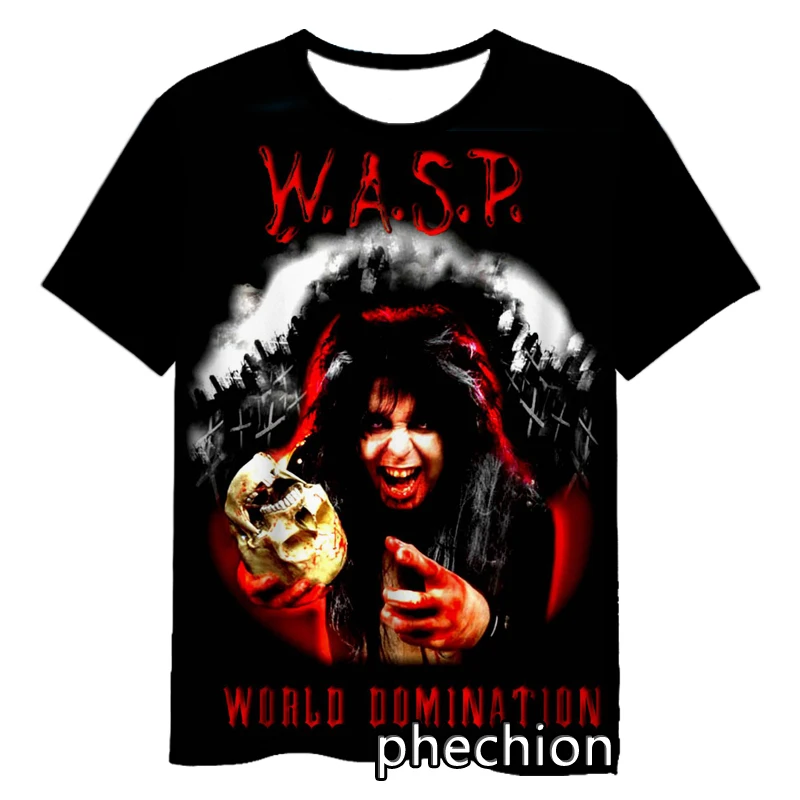 

phechion New Fashion Men/Women W.A.S.P Rock 3D Print Short Sleeve T-Shirt Casual Hip Hop Summer T Shirt Tops S241