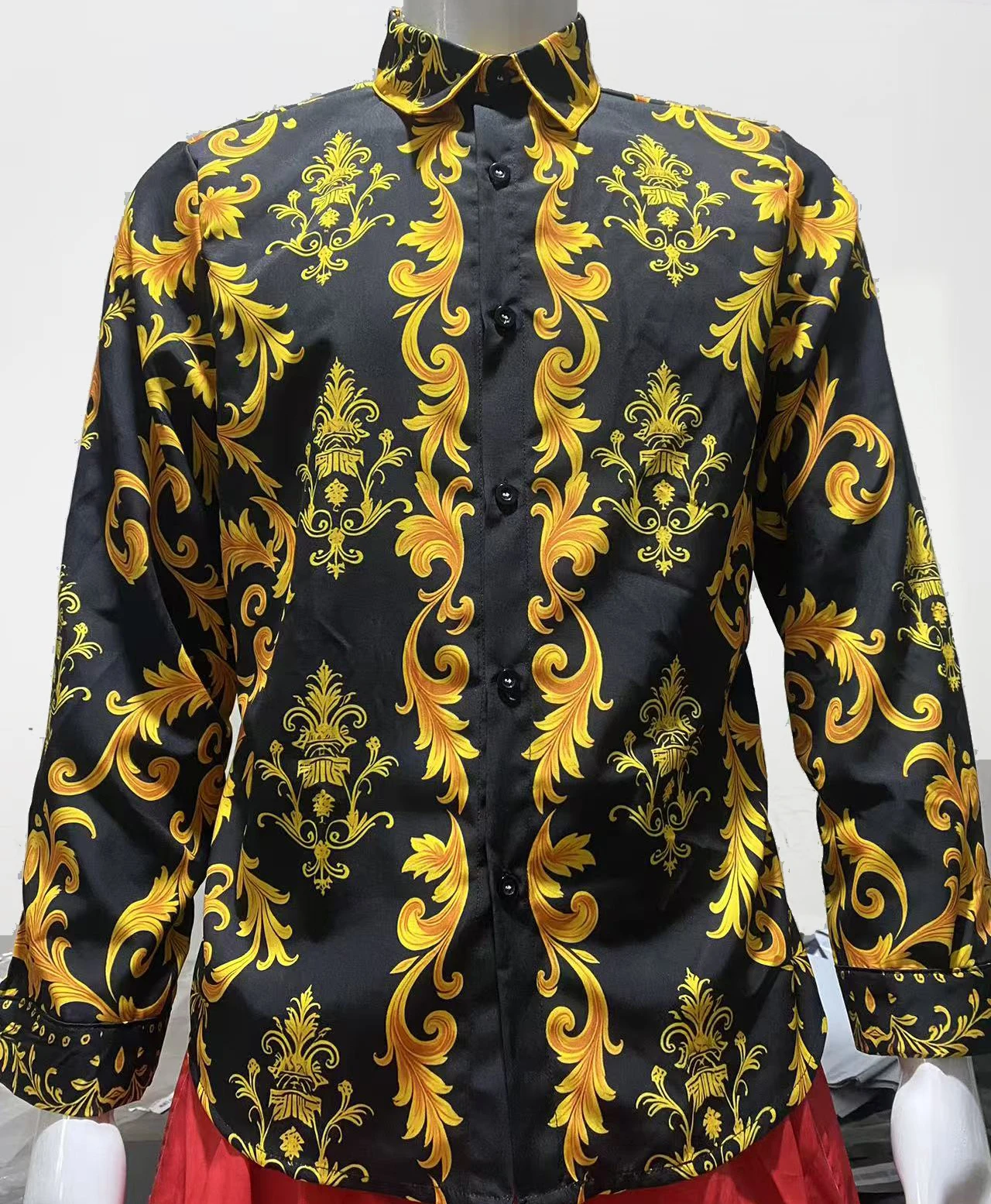 Men's light luxury long-sleeved shirt natural plant high-definition printed shirt men's casual formal clothing men fast shipping