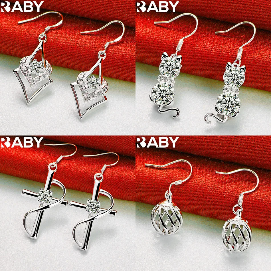 

URBABY 925 Sterling Silver Zircons Geometric Drop Earrings For Women Fashion Jewelry Charm Grace Noble Wedding Accessories