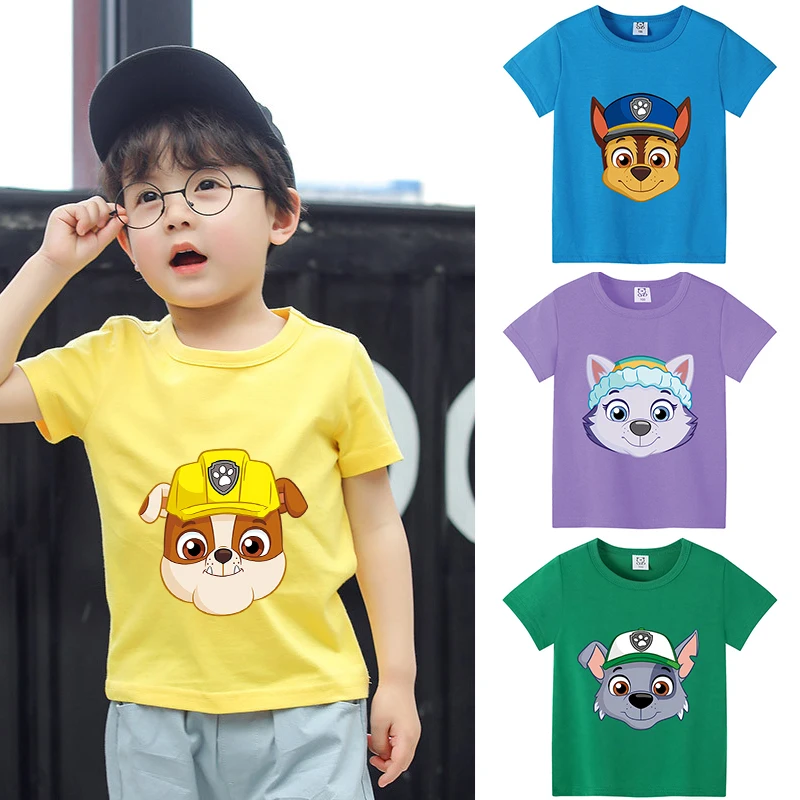 

Paw Patrol Kids Polyester T-shirt Boys Girls Cartoon Print Short Sleeve Tees Anime Summer Casual Tops Kawaii Child Clothing Gift