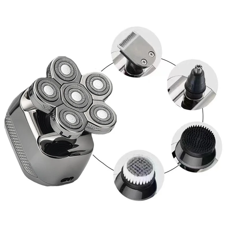 

Новая электрическая бритва с цифровым дисплеем и шестью ножными головками, машинка для стрижки лысины, перезаряжаемая через USB бритва