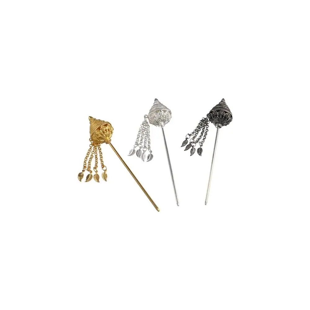 

Hanfu Headwear Pagoda Ethnic Costume Accessories Metal Hair Sticks Thai Headdress Tassels Hairpin Ancient Style Headwear