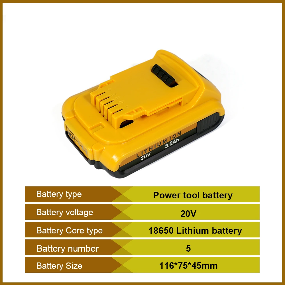 

For DEWALT 20V 2000mAh 2.0Ah Rechargeable Power Tool Lithium ion Battery, Replacement DCB200 DCB204 DCB184 DCB182 DCB180 DCB181
