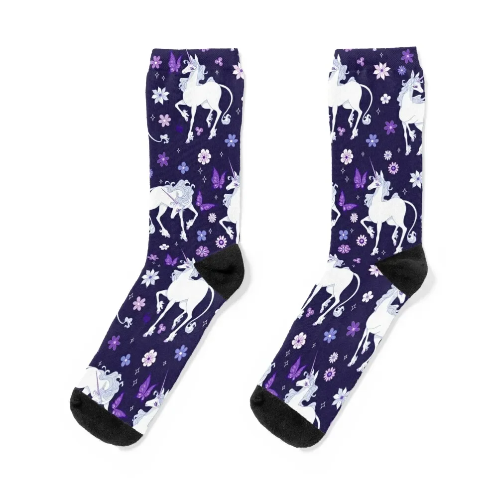 

The Last Unicorn and the Butterfly Floral Pattern Socks gift anti slip football Heating sock floor Socks Ladies Men's