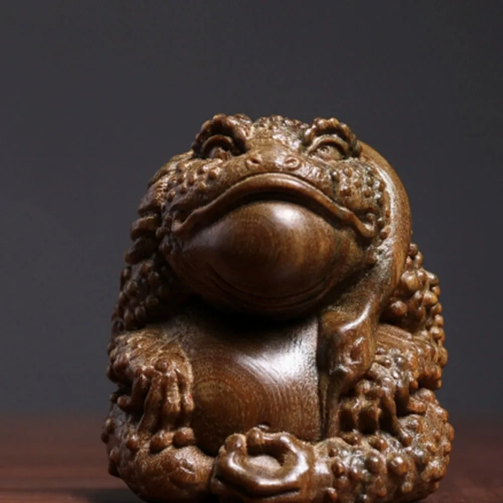 JW111- 6 CM Lovely Toad Green Sandalwood Sculpture Animal Frog Figurine Decoration Craft Gift Miniatur Ornaments