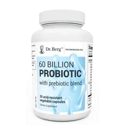 Dr. Berg 60 Billion 10 Strains Probiotic Capsules with Prebiotic Blend - Promote Digestive Gut Health 30 Capsules