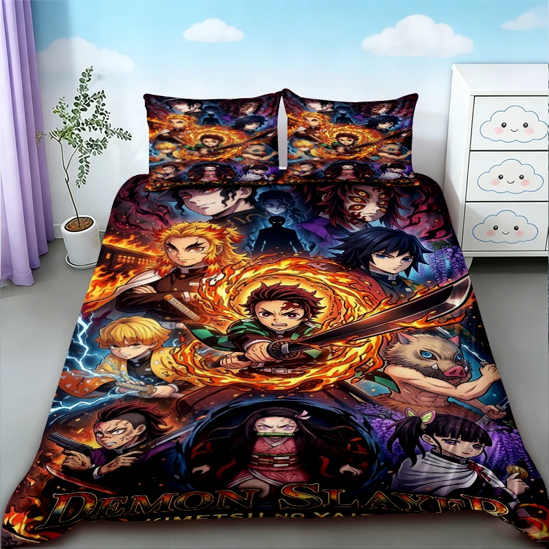 

Duvet Cover Anime Demon Slayer Pillowcase 3D Printed Bedding Set Double Twin Full Queen King Adult Kids Bedclothes Quilt Cover