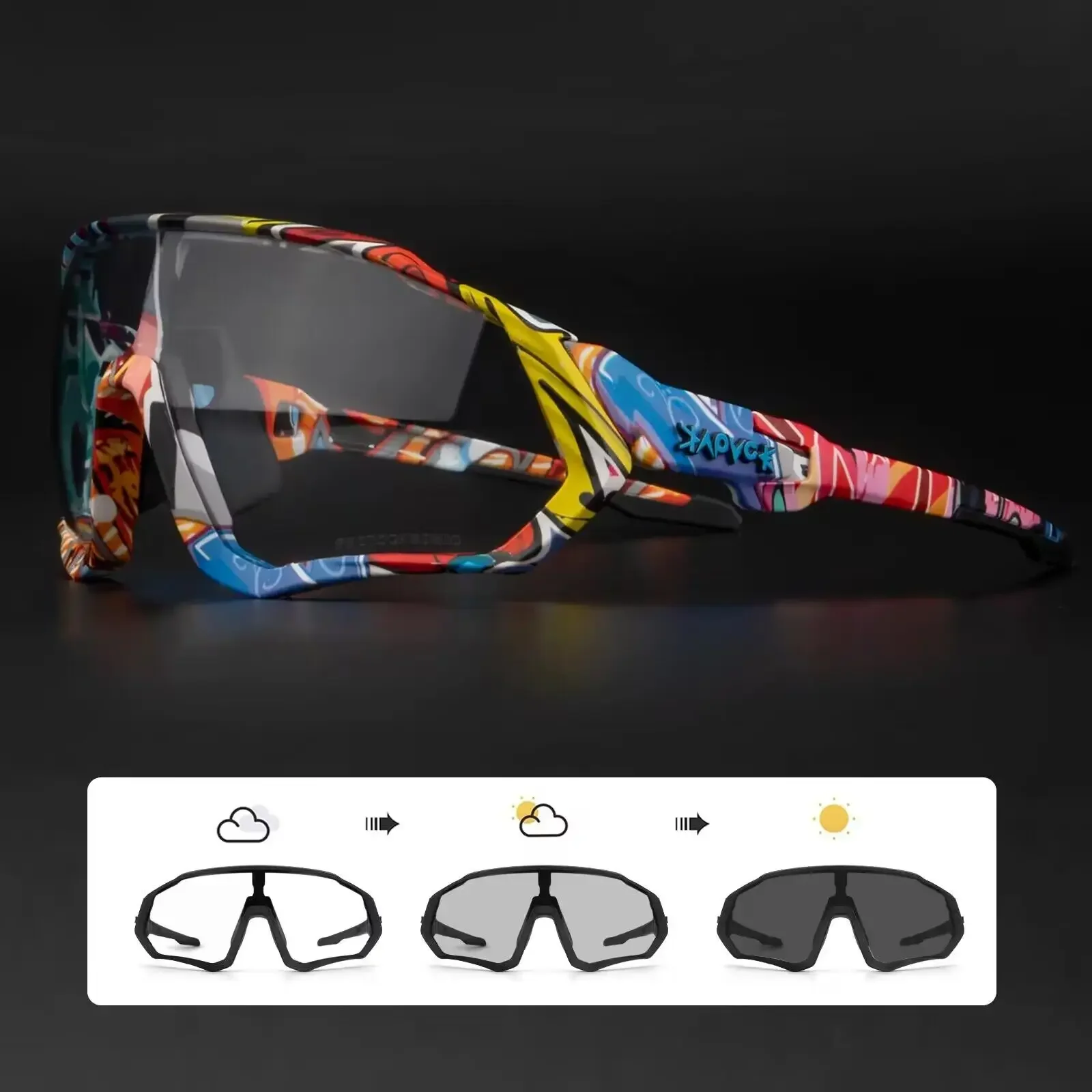 Kapvoe Photochrome Radfahren Sonnenbrille Männer Frauen Sport Straße Mtb Mountainbike Fahrrad Brille Radfahren Brille Brillen Goggle