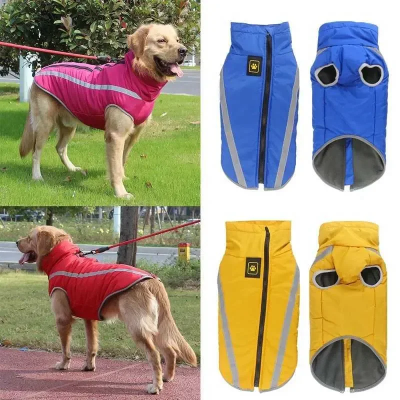 

Waterproof Dog Clothes for Large Dogs Winter Warm Big Dog ets Padded Fleece Pet Coat Safety Reflective Design Dog Clothing