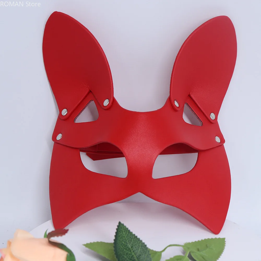 Masque en cuir PU noir, yeux Sexy pour adultes, visage de Cosplay de renard, Costumes érotiques sexuels pour femmes et hommes, masque de fête d'halloween, jouets de Cosplay