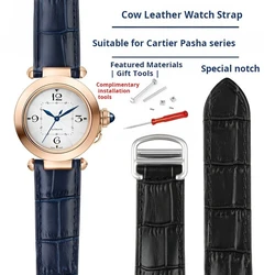 Genuine Leather watch strap For Cartier PASHA WSPA0012 WJ120251 notch watchband men women Cowhide bracelet 18mm 20mm 21mm screw