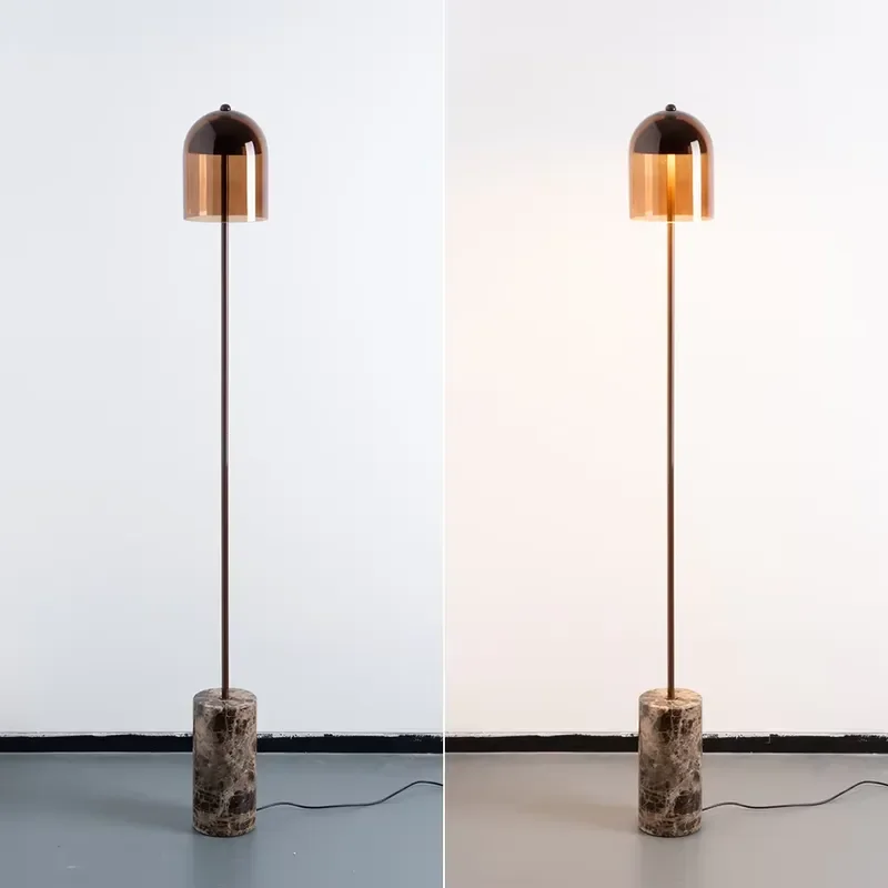 for Modern Minimalist LED Marble Floor Lamp with Glass Shade for Living Room and Bedroom Home Decoration
