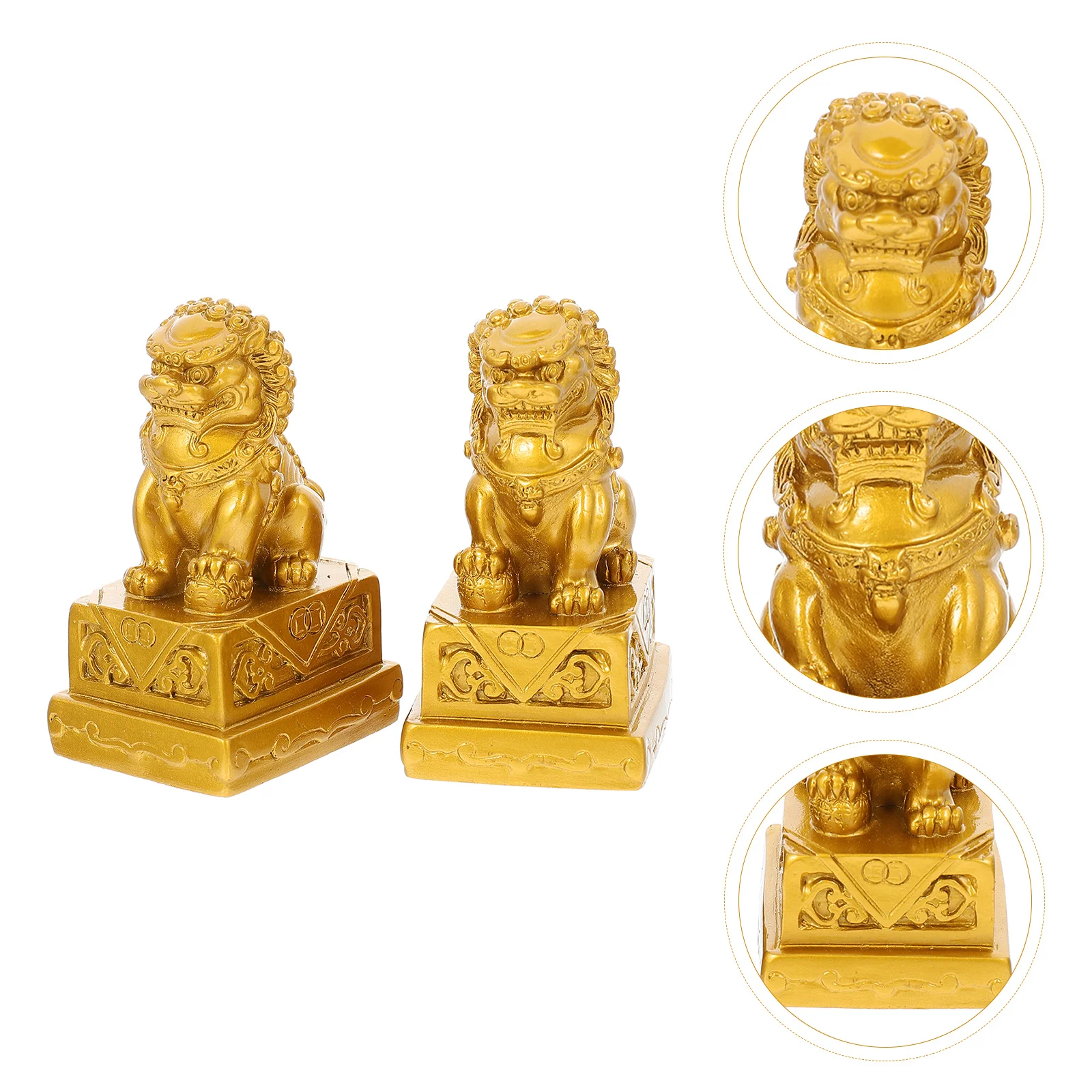 

Lion Ornament Adornment Office Gold Decor Desktop Statue Small Resin Shape Decors Car