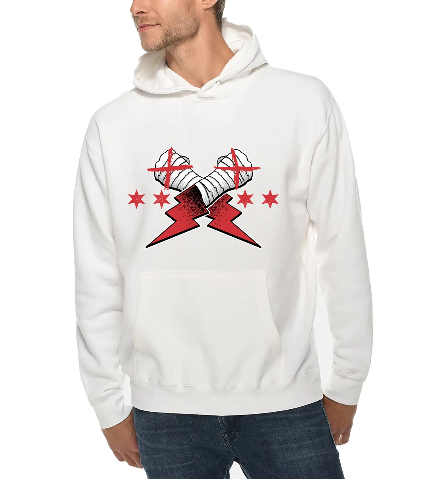 

2024 New Famous Wrestler CM Punk Men's White Hoodie Street Sports Casual Fashion Pullover High Quality Current Hot Styles