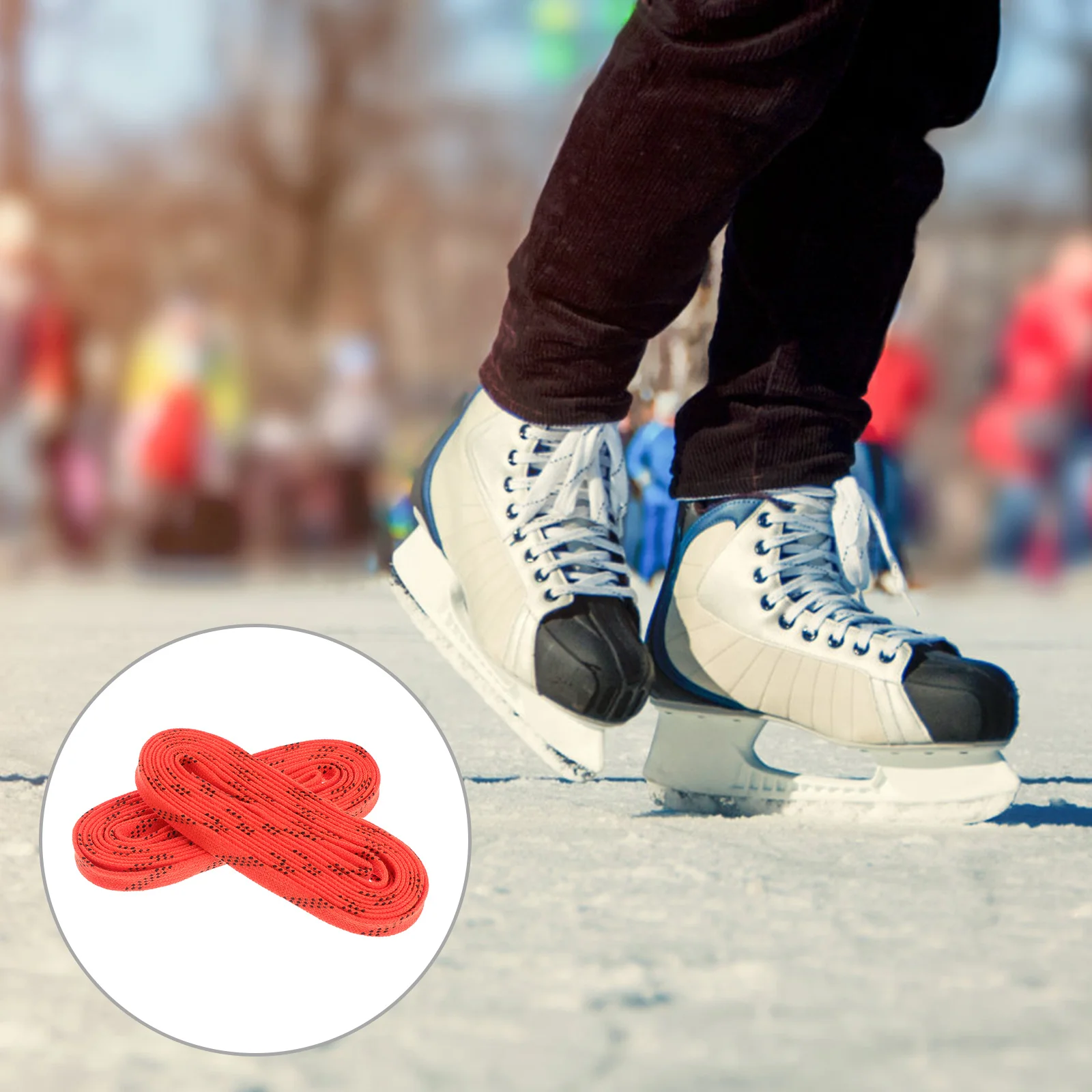 

1 Pair 96 Inch Anti-Freezing Hockey Shoelaces Waxed Durable Shoe Strings For Skiing Sports Shoes Team Sports Replacement