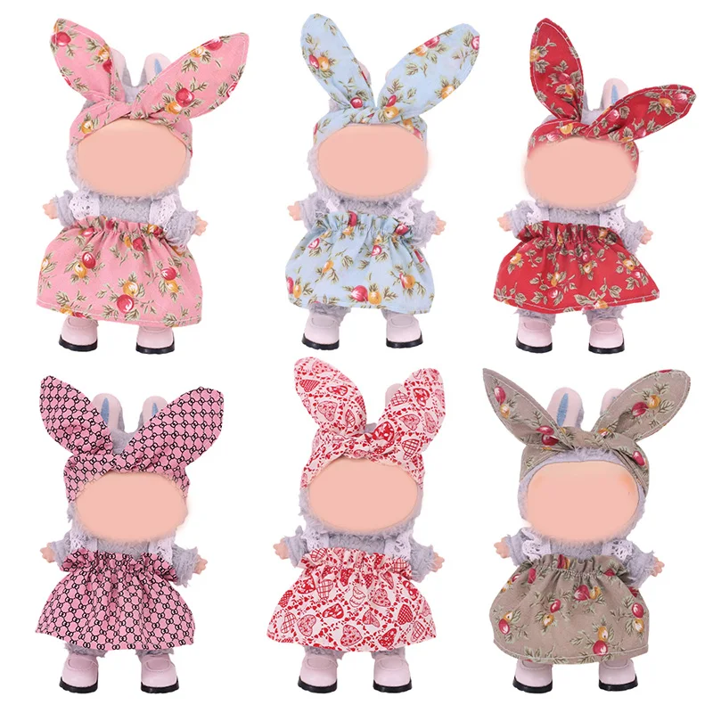 ل Labubu 15-17 سنتيمتر إكسسوارات دمي ، تنورة الأزهار الريفية العصرية والحلوة ، مجموعة عصابات رأس الأزهار ، هدية للأطفال