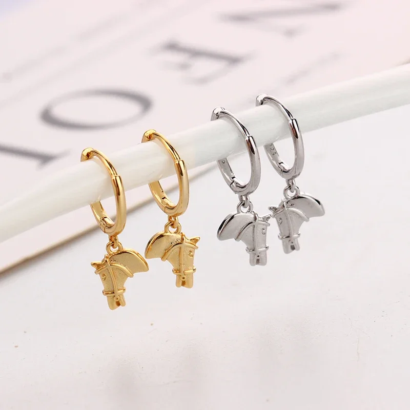 Wholesale Animal Collection Horse Head Pendant Drop Earrings Women Fashion Jewelry Circle PIercing Pendiente Minimalist Brincos