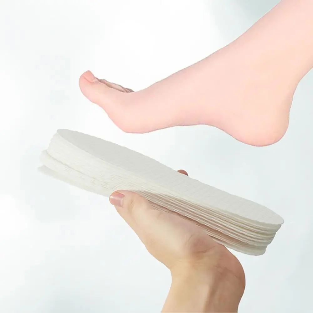 5 Pairs Soft Sole Thin Shoe Pad Sweat Soft Disposable Insoles Comfortable White Nature Wood Pulp Insoles Women