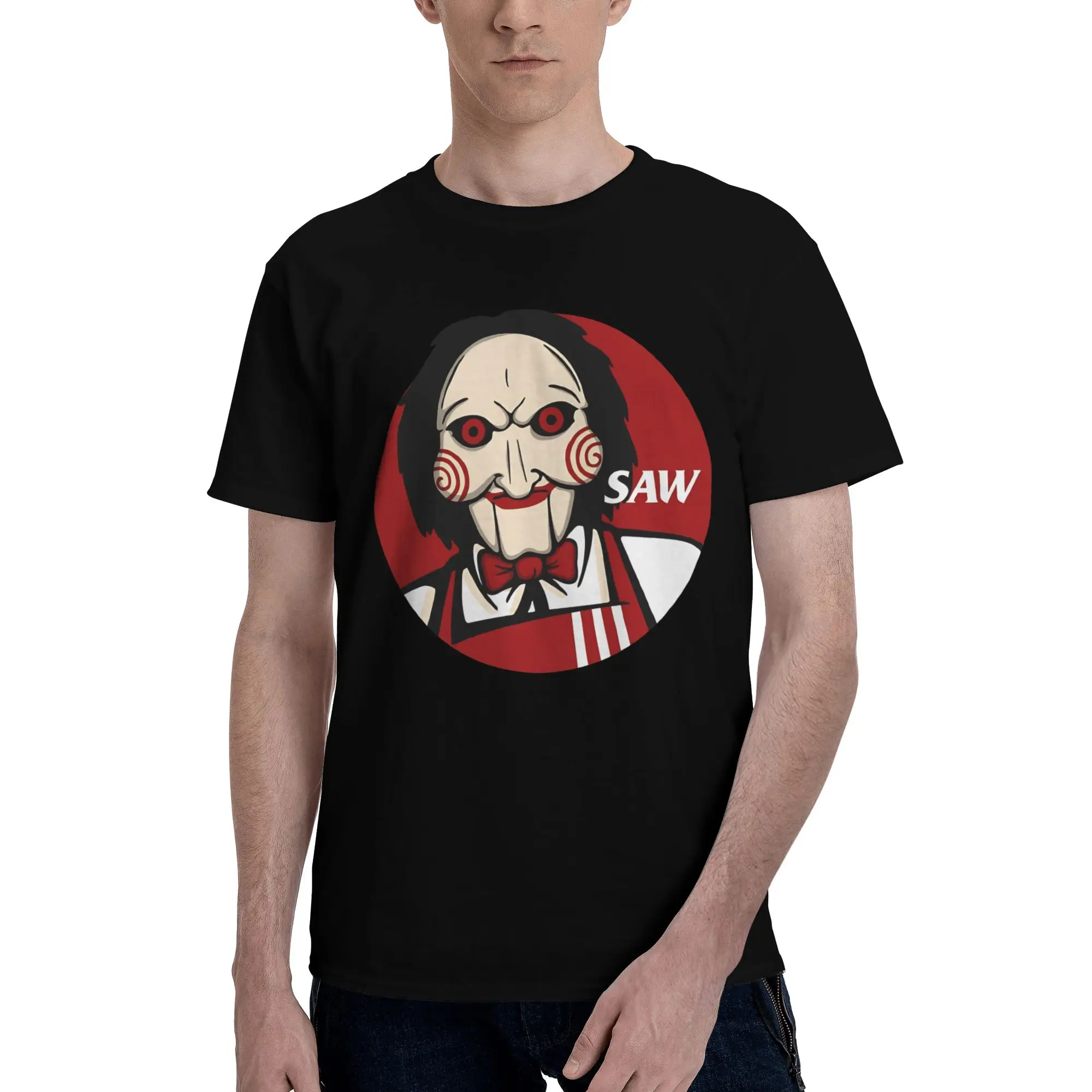 Mens Womens Saw Horror Movie T Shirt Cotton Printed Tee Shirts  Clothing Outfits