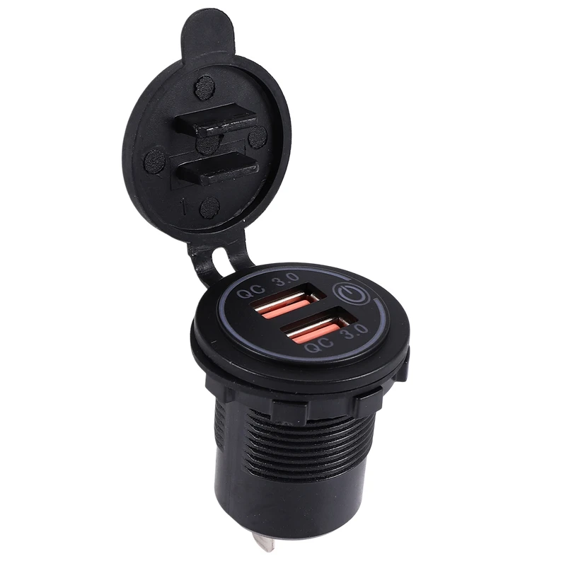 Quick Charge 3.0 Dual USB Car Charger 12V 36W USB Fast Charger With Switch For Boat Motorcycle Truck Golf Cart