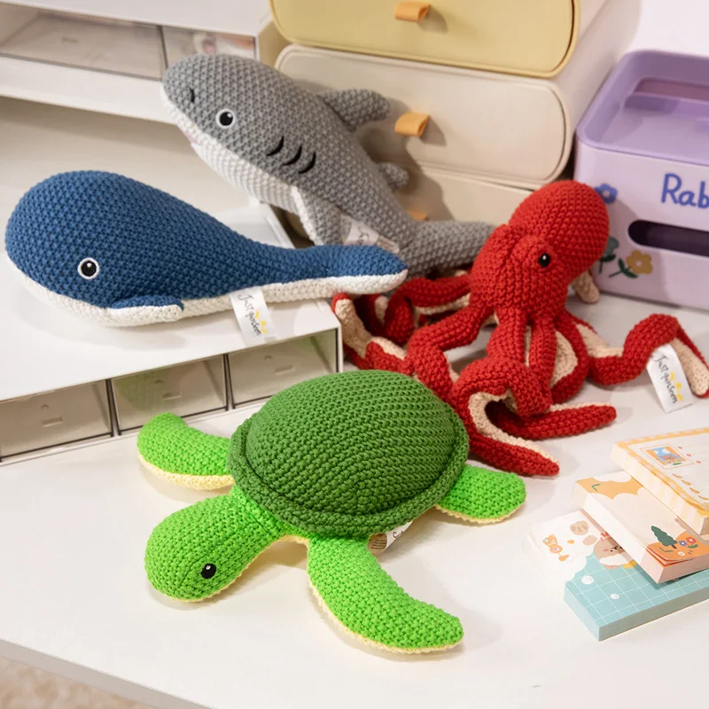 Jouets en peluche tricotés Kawaii, ours en peluche, lapin, éléphant, renard, dinosaure, poupée au Crochet, jouet éducatif apaisant pour enfants, accessoires de photographie