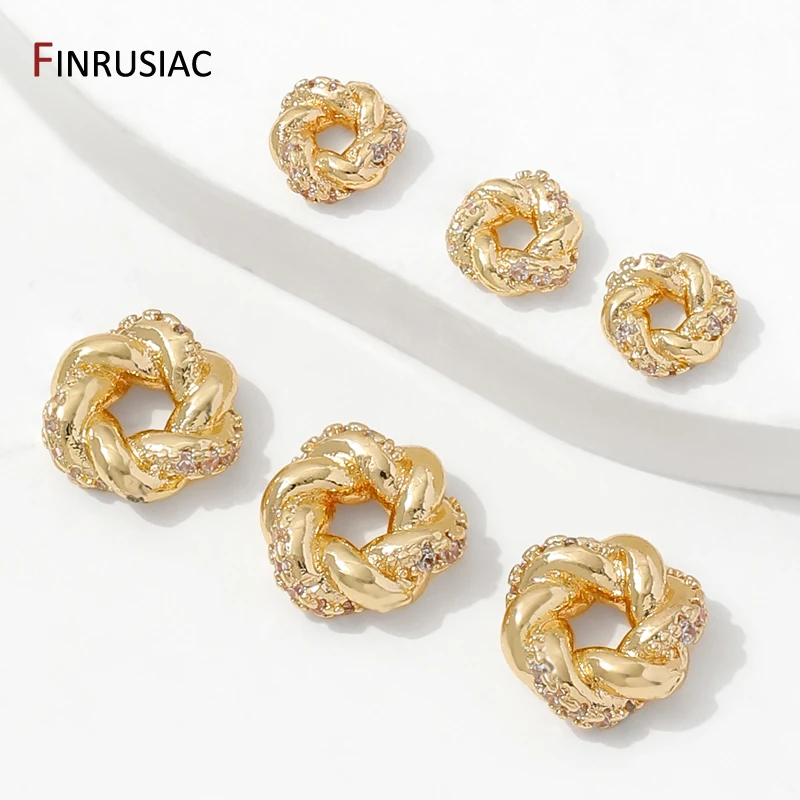 14K Gold Plated Brass Round Twist Circle Spacer Beads,Separators for Beads,DIY Bracelet Necklace Jewelry Making Accessories
