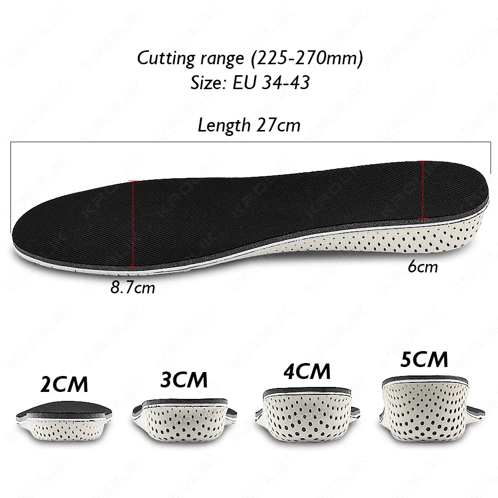 2-5cm Invisible Height Increase Insole Breathable Height Adjustable Shoe Heel Insoles Inserts Taller Support Absorbant Foot Pads