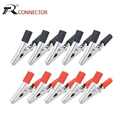 10pcs/lot 55MM Metal Alligator Clip Crocodile Electrical Clamp for Testing Probe Meter Black and Red with Plastic Boot