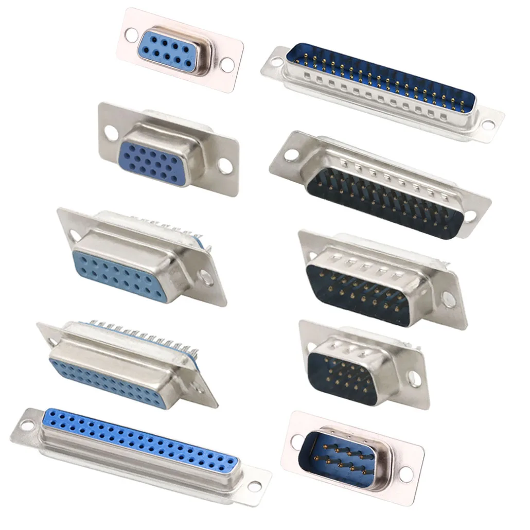 5PCS D-SUB 9 15 25 37 Pin Male Female Solder Type Connector DIP Straight Mount Serial Port Adapter 2 Rows DB9 DB15 DB25 DB37
