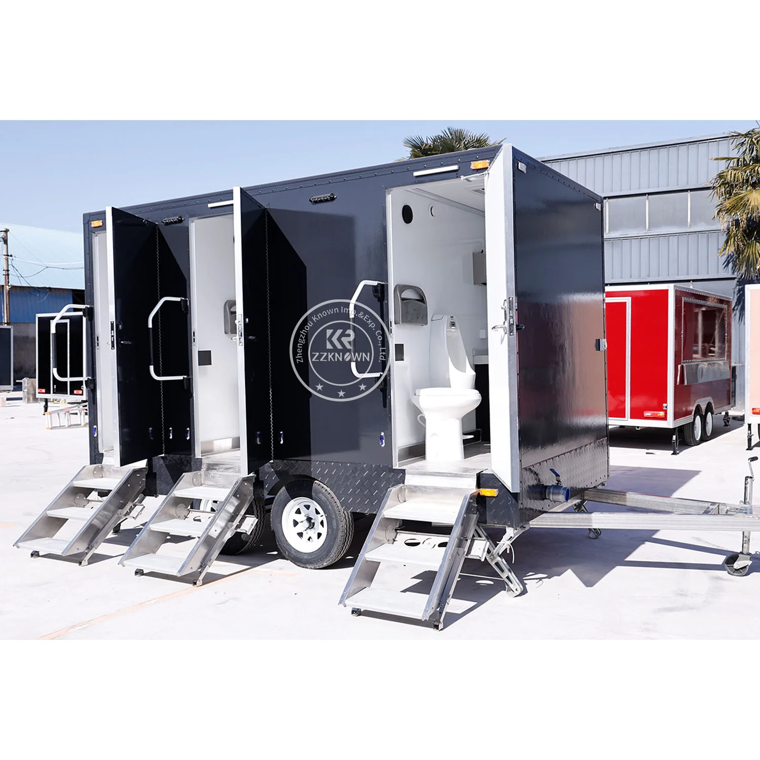 Compact Mobile Bathroom Street Event Portable Restroom Cabin Toilet Trailer Portable Bathroom Trailer with Multi Stall Design