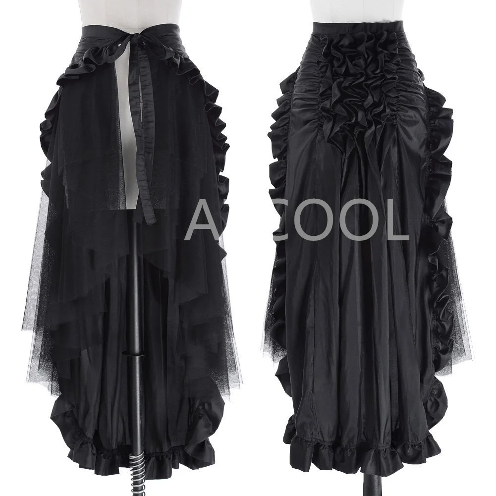Victorian Pirate Sash Skirts Women Chic Gothic Punk Ruffled Bustle Long Skirt Medieval Rococo Style Dress Steampunk Vestido