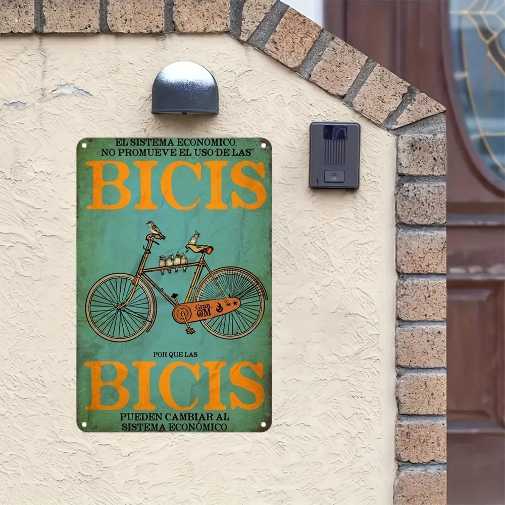 Bicycle & Economic Transformation Vintage Aluminum Sign -  Wall Art for Home, Bar, Cafe, Garage Decor