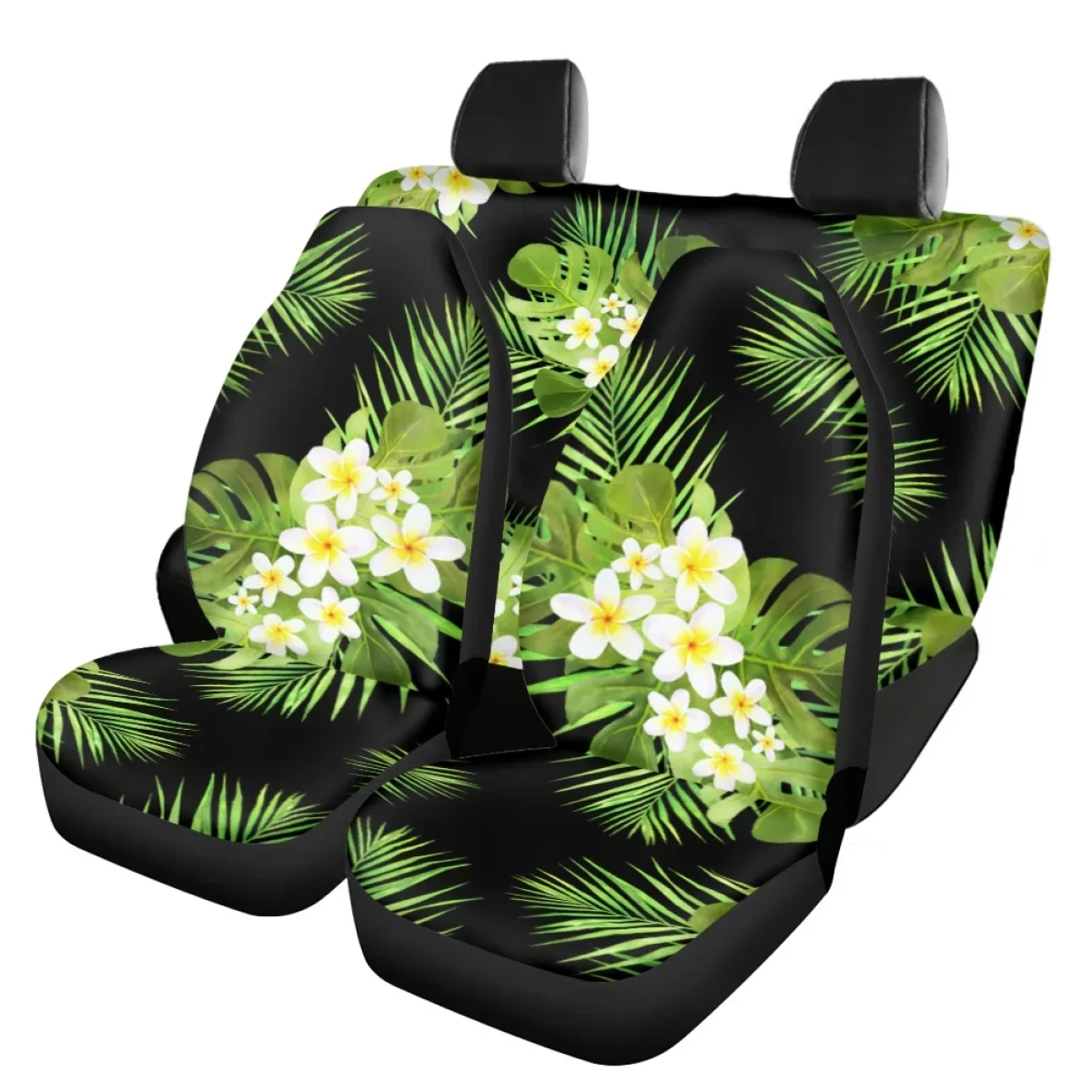 

Frangipani Palm Tree Прочные автомобильные чехлы для сидений для женщин Легко очищаемая подушка для автомобильного сиденья Эластичный полный комплект защиты автомобильного сиденья