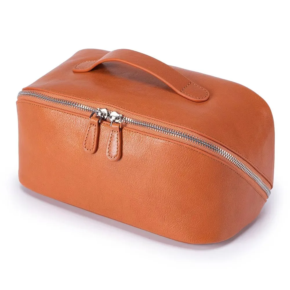 Woman Bag Top-layer Cowhide Portable Makeup Bag Large-capacity Light Luxury Hand-held Toiletry Bag Genuine Leather Lady Handbag