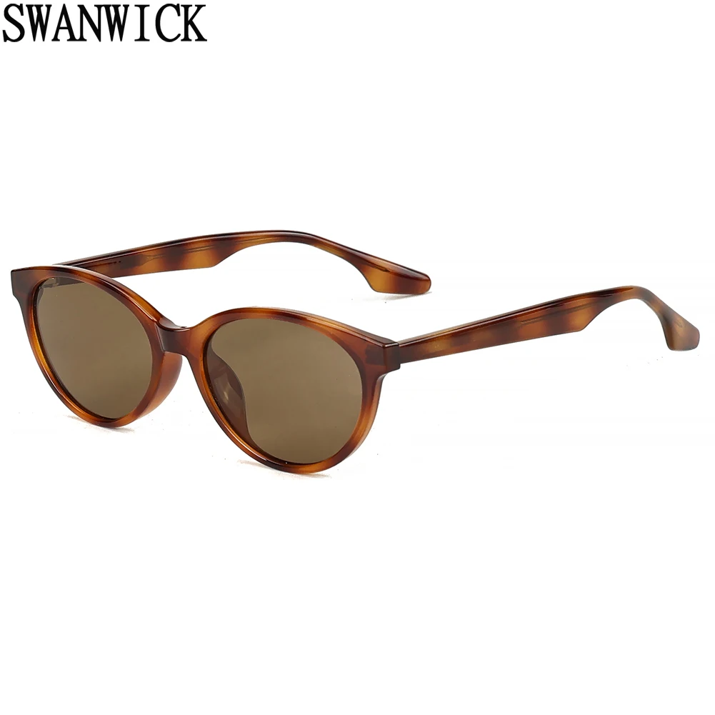 Swanwick male retro sun glasses for women TR90 UV400 brown grey polarized sunglasses for men summer accessories unisex acetate