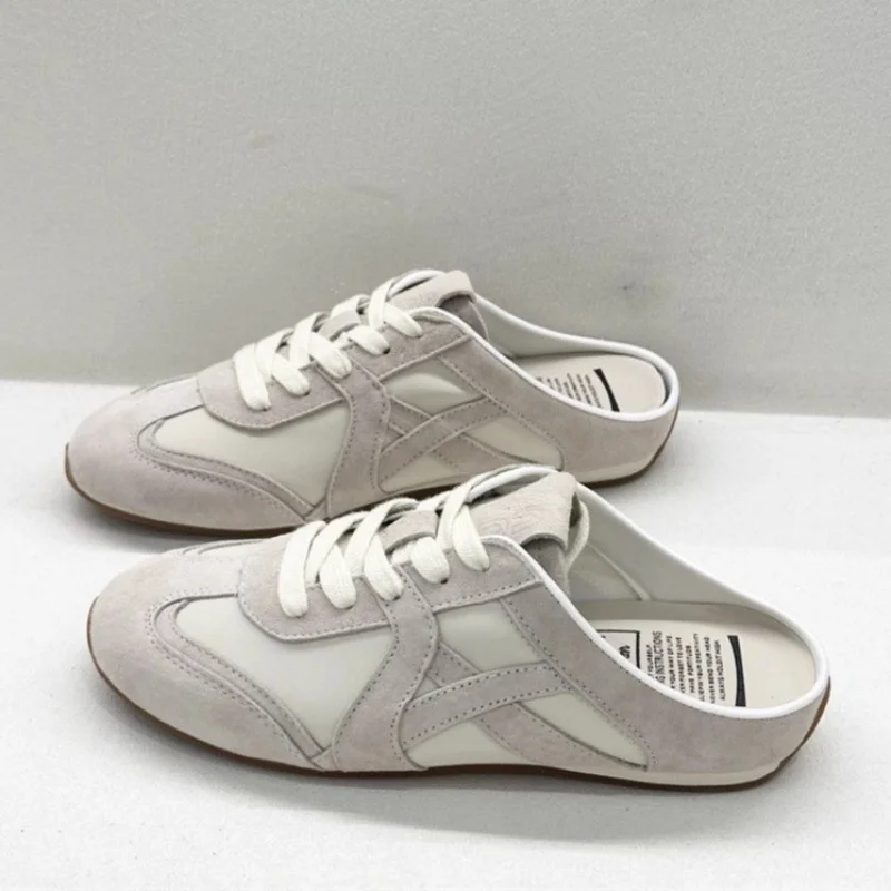 

【2025 Autumn】Suede Mule Shoes Women Slip On Flat Shoes Backless Loafers Minimalist Design Casual Outdoor Sandals Fashion